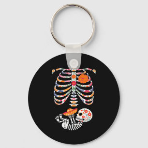 Pregnancy Skeleton Belly Day Of The Dead Dia De Lo Keychain