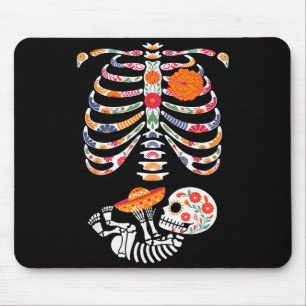 Pregnancy Skeleton Belly Day Of The Dead Dia De Lo Mouse Pad
