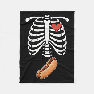 Pregnancy Skeleton Hotdog Belly Bump Rib Cage Hall Fleece Blanket