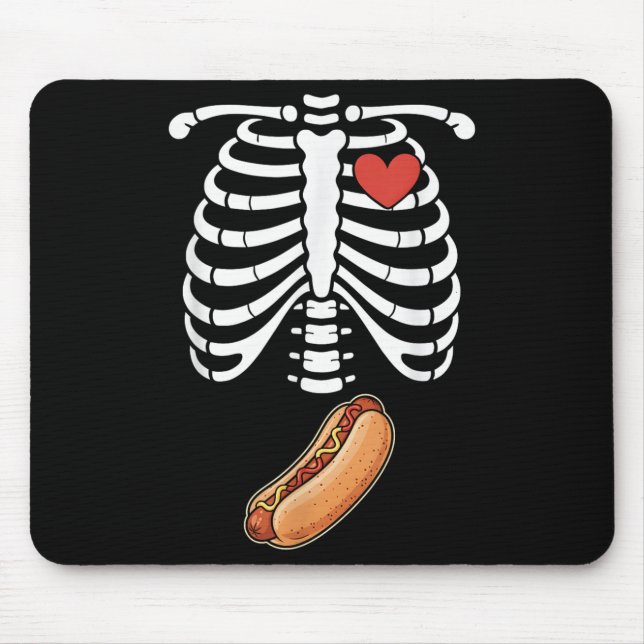 Pregnancy Skeleton Hotdog Belly Bump Rib Cage Hall Mouse Pad (Front)
