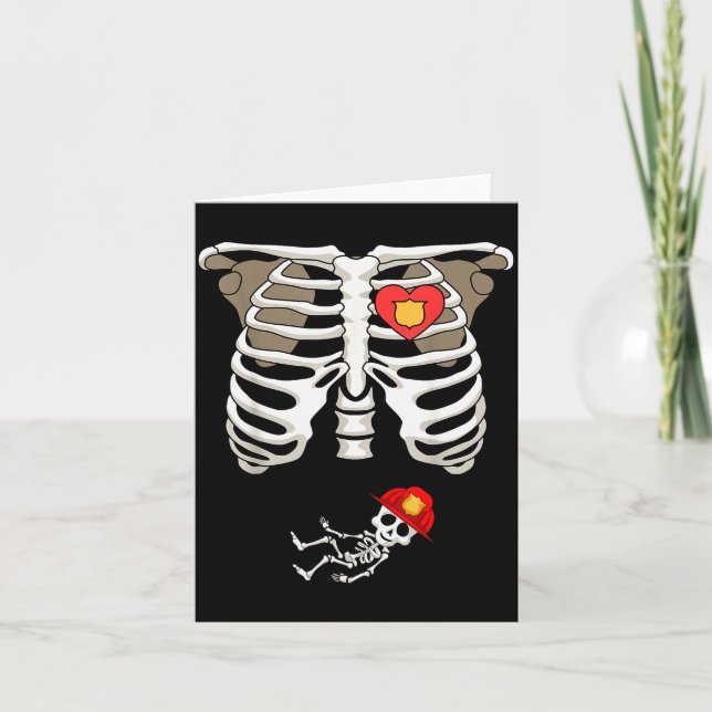 Pregnancy Skeleton Rib Funny Firefighter Bump Shir Card (Front)