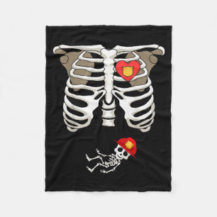 Pregnancy Skeleton Rib Funny Firefighter Bump Shir Fleece Blanket