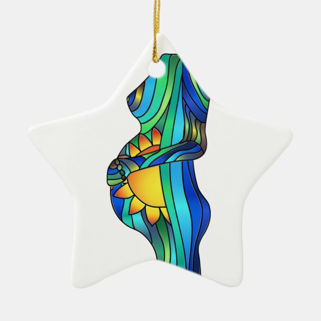 Pregnancy Stained Glass Ornament (Front)