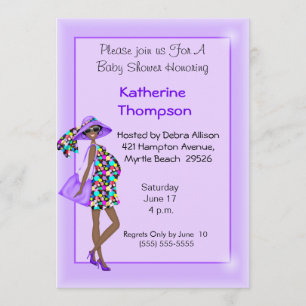Pregnant African American Mom Baby Shower Invitation