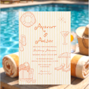 Pregnant and Poolside Pool Party Baby Shower Invitation