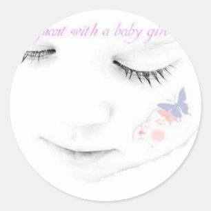 Pregnant baby girl classic round sticker