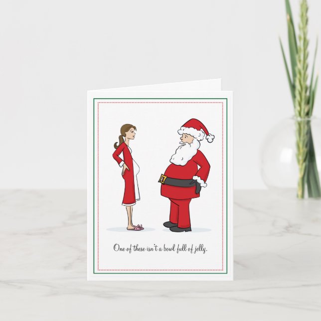 Pregnant Christmas Cards - BRUNETTE Bowl of Jelly (Front)
