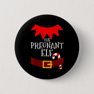 Pregnant Elf Matching Family Group Christmas Pajam 2 Inch Round Button