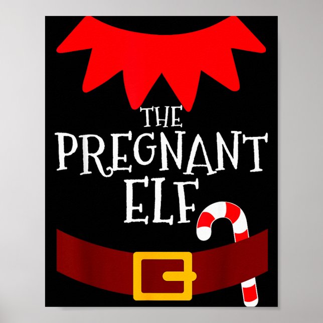 Pregnant Elf Matching Family Group Christmas Pajam Poster (Front)