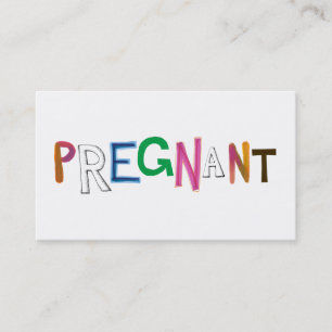 Pregnant fun colourful word art expecting mother business card