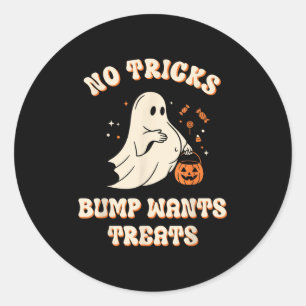 Pregnant Ghost Lazy Trick Or Treat Dress Funny Hal Classic Round Sticker