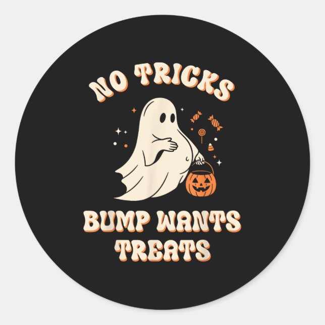 Pregnant Ghost Lazy Trick Or Treat Dress Funny Hal Classic Round Sticker (Front)