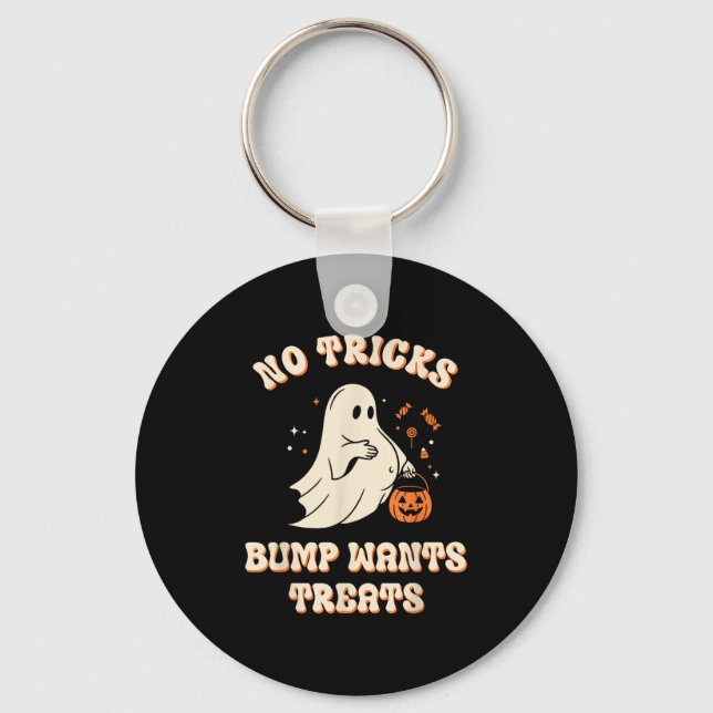 Pregnant Ghost Lazy Trick Or Treat Dress Funny Hal Keychain (Front)
