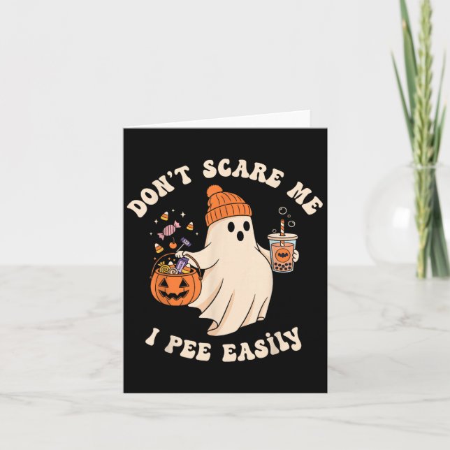 Pregnant Ghost Trick Or Treat Dress Lazy Halloween Card (Front)