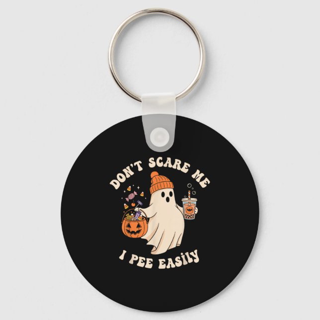 Pregnant Ghost Trick Or Treat Dress Lazy Halloween Keychain (Front)