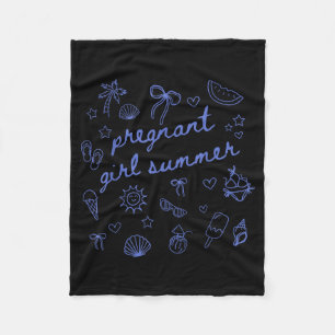 Pregnant girl summer funny baby announcement mom fleece blanket