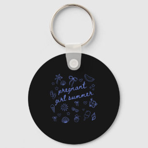 Pregnant girl summer funny baby announcement mom keychain