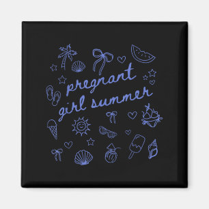 Pregnant girl summer funny baby announcement mom magnet