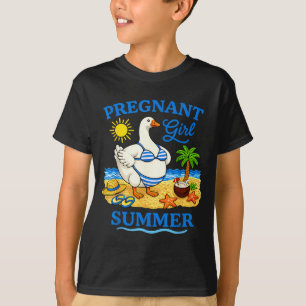 Pregnant Girl Summer Funny Goose Beach Mom to Be T-Shirt