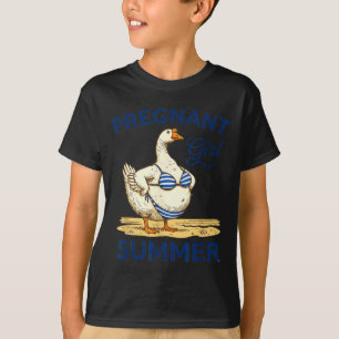 Pregnant girl summer funny goose shirt cute