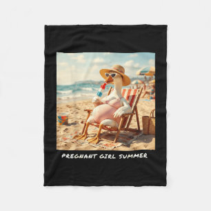 Pregnant girl summer goose beach  fleece blanket