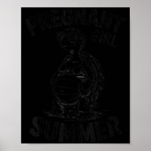 Pregnant girl summer turtle funny beach vacation  poster