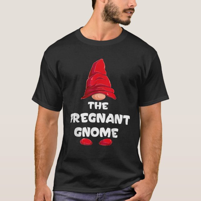 Pregnant Gnome Matching Family Group Christmas Par T-Shirt (Front)