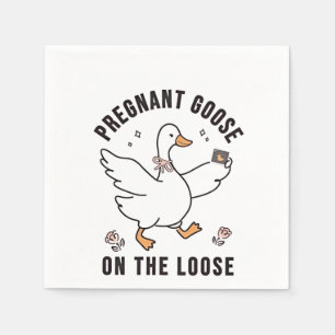 Pregnant Goose on the Loose Pregnancy Goose Bird Napkin