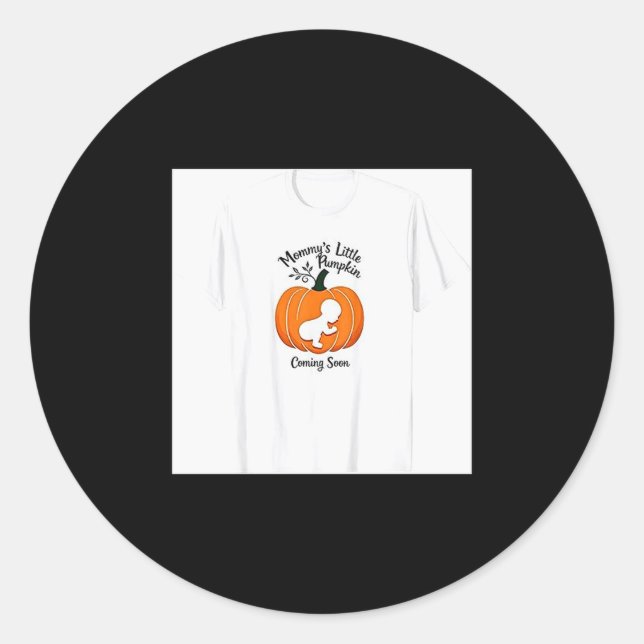 Pregnant Halloween Mommy's Little Pumpkin Coming S Classic Round Sticker (Front)
