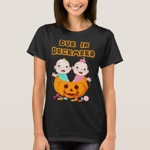Pregnant Having Twins Due in December Halloween Wo T-Shirt