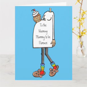 Pregnant Lady Medium Skin Tone Baby Shower Card