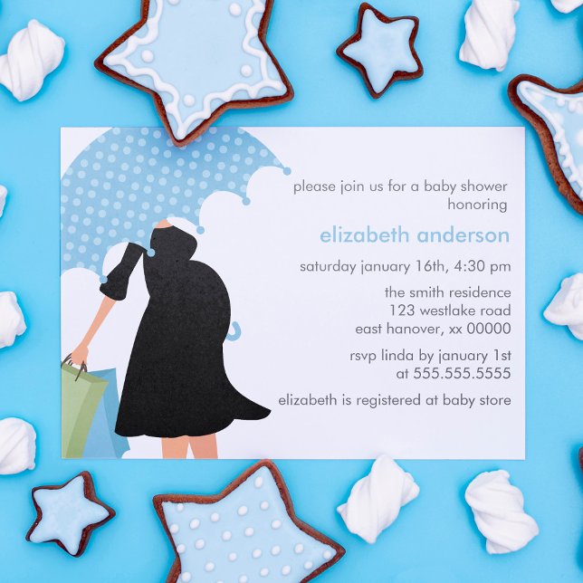Pregnant Mom Baby Shower {blue} Invitation (Creator Uploaded)