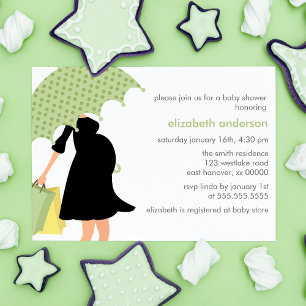 Pregnant Mom Baby Shower {green} Invitation