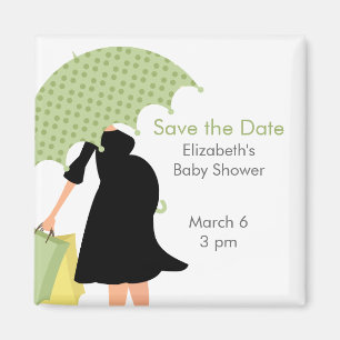Pregnant Mom Baby Shower {green} Magnet