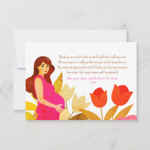 Pregnant Mom Baby Shower Thank You Card