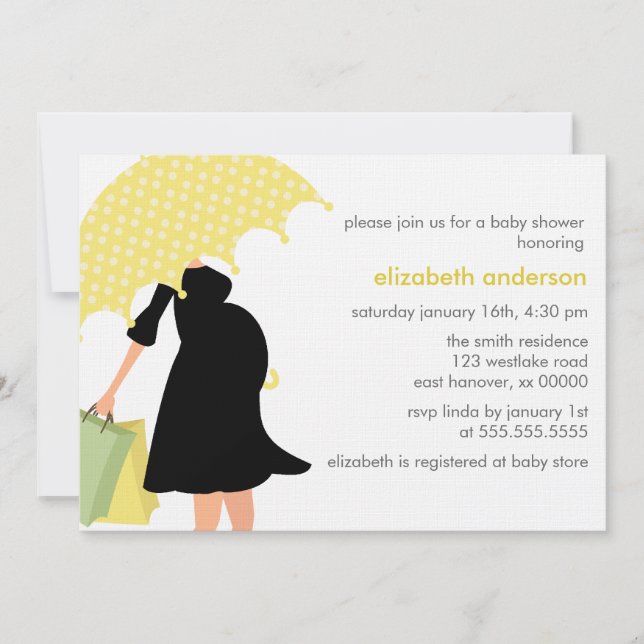 Pregnant Mom Baby Shower {yellow} Invitation (Front)