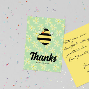 Pregnant Mom Bee Yellow Floral Thank You Card