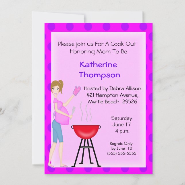 Pregnant Mom Cookout  Invitation (Front)