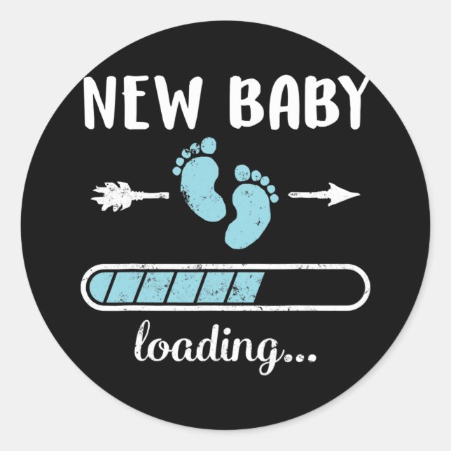 Pregnant Mom New Baby Boy Loading Son New Dad Classic Round Sticker (Front)