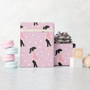 Pregnant Mom On Polka Dots Wrapping Paper