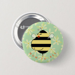 Pregnant Mom-to-Bee Yellow Floral  2 Inch Round Button