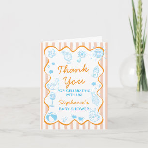 Pregnant & Poolside Pool Party Summer Baby Shower Thank You Card