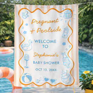Pregnant & Poolside Summer Pool Party Baby Shower Tapestry