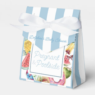 Pregnant & Poolside Tropical Boy Baby Shower Favor Box