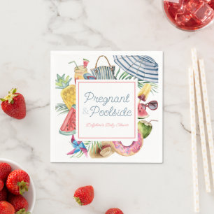 Pregnant & Poolside Tropical Girl Baby Shower  Napkin