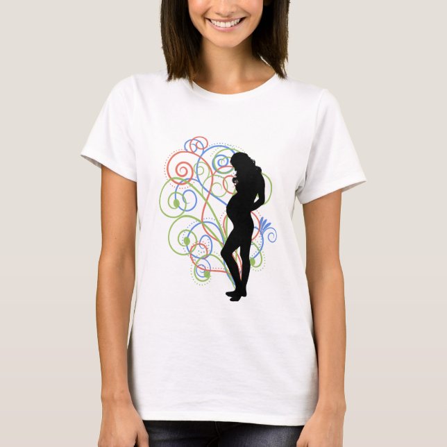 Pregnant/Pregnant swirlies T-Shirt (Front)