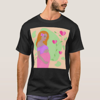 Pregnant redhead woman illustration T-Shirt
