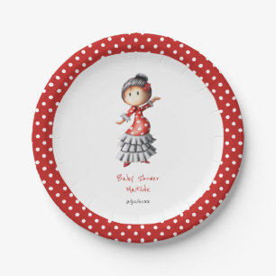 Pregnant Sevillana Baby Shower in Spanish Paper Plate