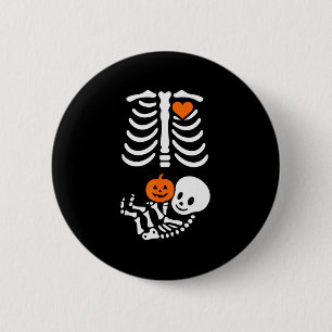 Pregnant Skeleton Baby Bump Funny Halloween Tee  2 Inch Round Button