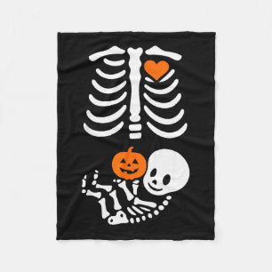 Pregnant Skeleton Baby Bump Funny Halloween Tee Fleece Blanket